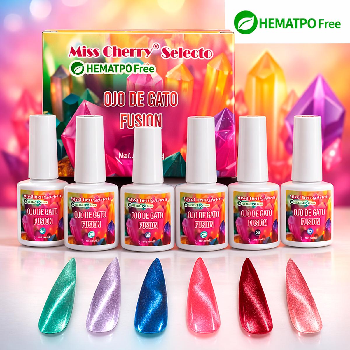 HEMATPOFREE Miss Cherry Fusion ojo de gato efecto gel uñas manicura