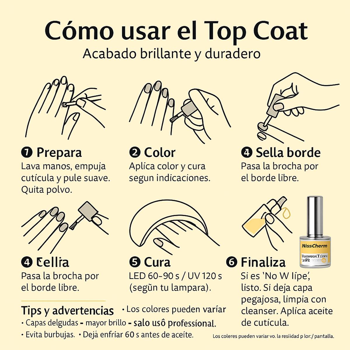 Miss Cherry Tempered TOP Coat Alta resistencia profesional para manicura