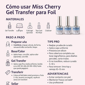 Miss Cherry Transfer Pegamento para Foil profesional Nail uñas manicura