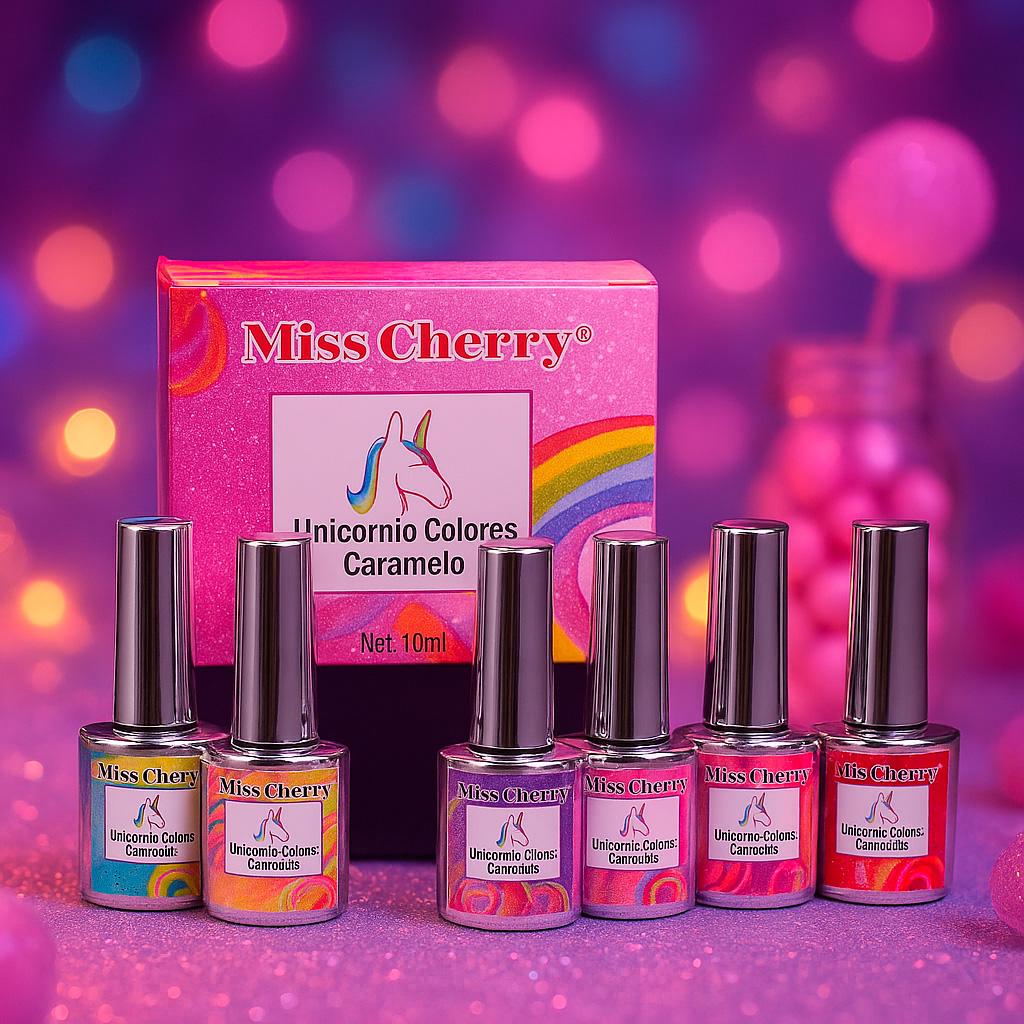 Miss Cherry UNICORNIO COLORES CARAMELO 6 pcs gel UV LED profesional gama uñas