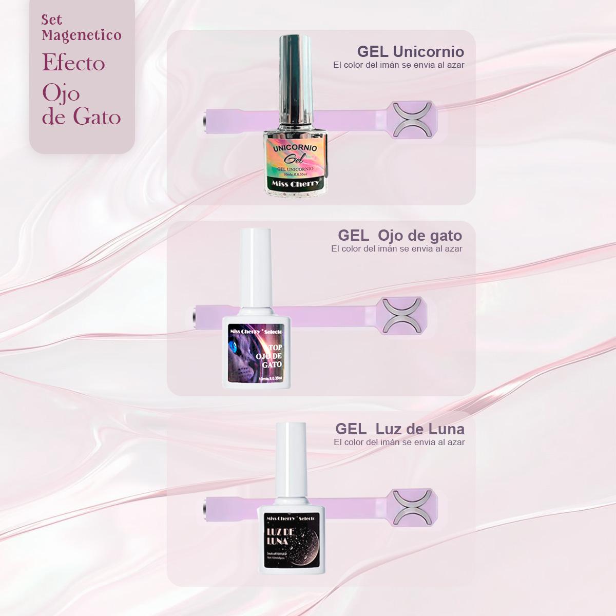 Miss Cherry KIT Magentico 1 Gel Efecto ojo de gato con Iman Incluido para efectos profesional en uña