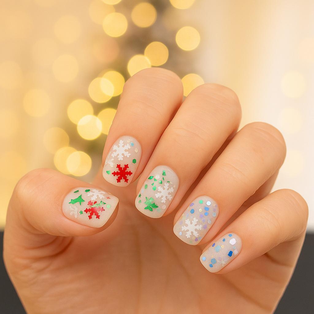 Miss Cherry Decoraciones Navideñas Set 6pz en Resina con Diseño Animado para Uñas, Accesorios DIY