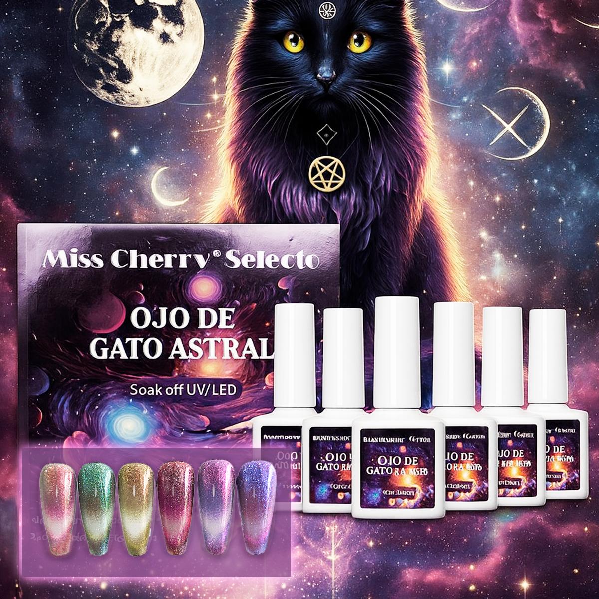 Miss Cherry Ojo de gato de ASTRAL 6 pcs gel semipermanente con efecto profesional manicura