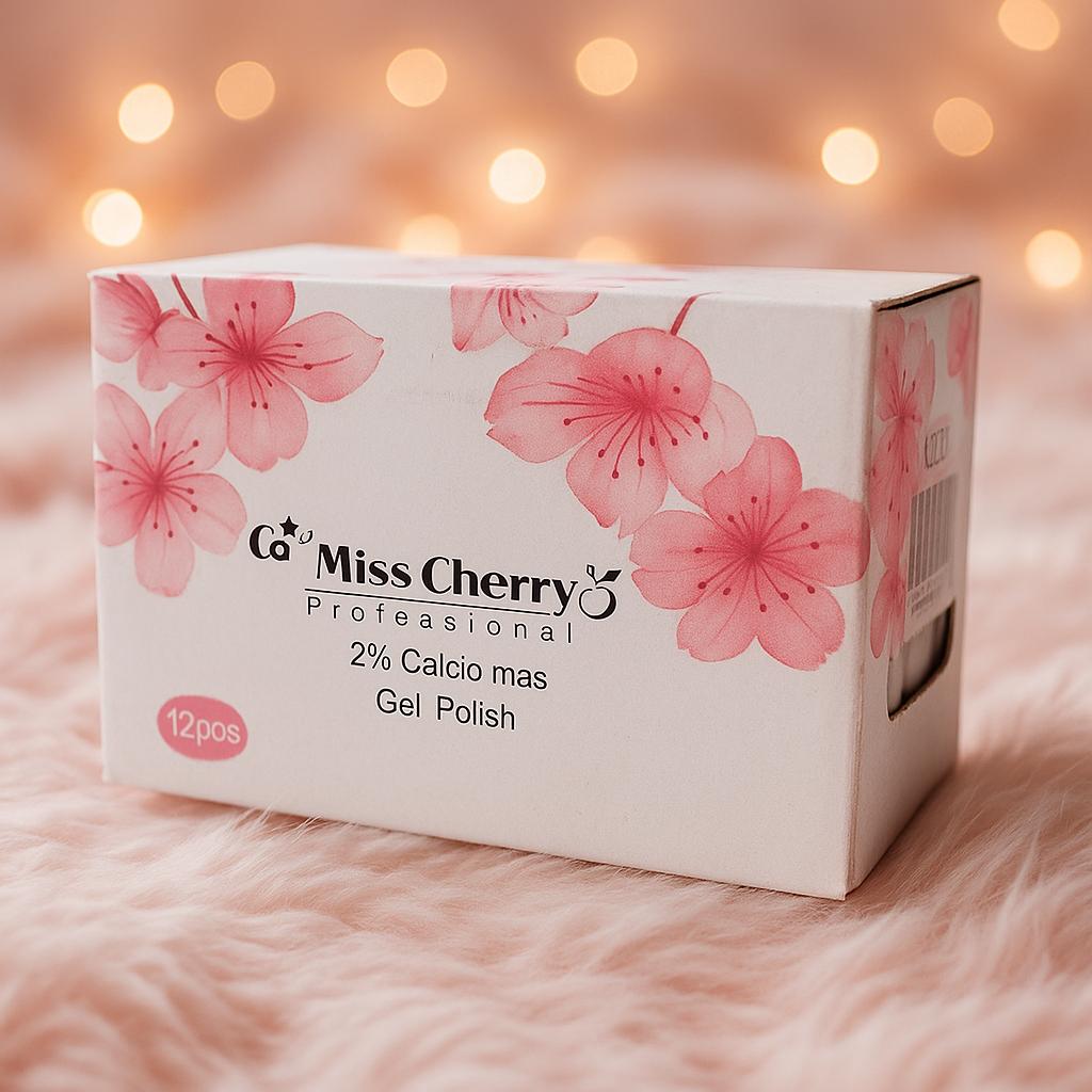 Miss Cherry Gel semipermanente TOP Coat y TOP Cristal Gel Polish Esmalte 12 pcs 10 ml Uñas Nails Efectos