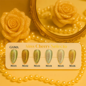 Miss Cherry Efecto ojo de gato Gama Esencia de oro UV LED Profesional 6pzas