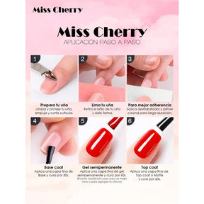 MISS CHERRY Gel esmalte semipermanente para uñas Uv Led Gama MENTA DIAMANTE 6 pcs