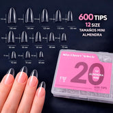 Miss Cherry 600pz Tips con sonrisa Mini Almendra corto, 12 Tamaños media punta