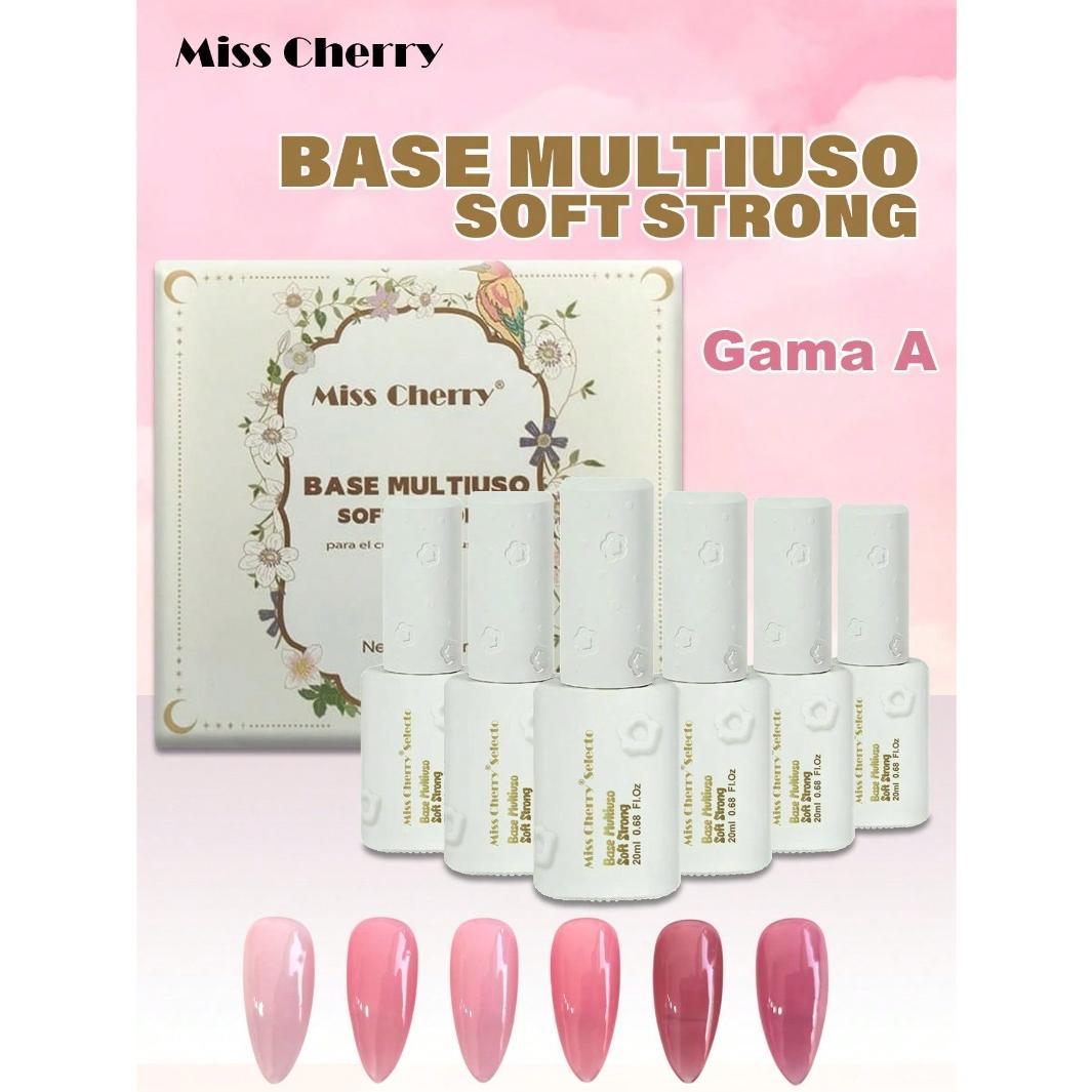 HEMATPOFREE MISS CHERRY Gel esmalte semipermanente para uñas Uv Led BASE MULTIUSO SOFT STRONG 6 pcs