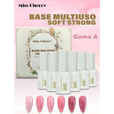 HEMATPOFREE MISS CHERRY Gel esmalte semipermanente para uñas Uv Led BASE MULTIUSO SOFT STRONG 6 pcs