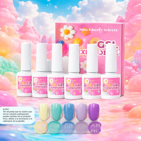 Miss Chery Gel Expandible Incluye 1 base espandible y 5 colores profesionales gama para manicura en uñas UV LED