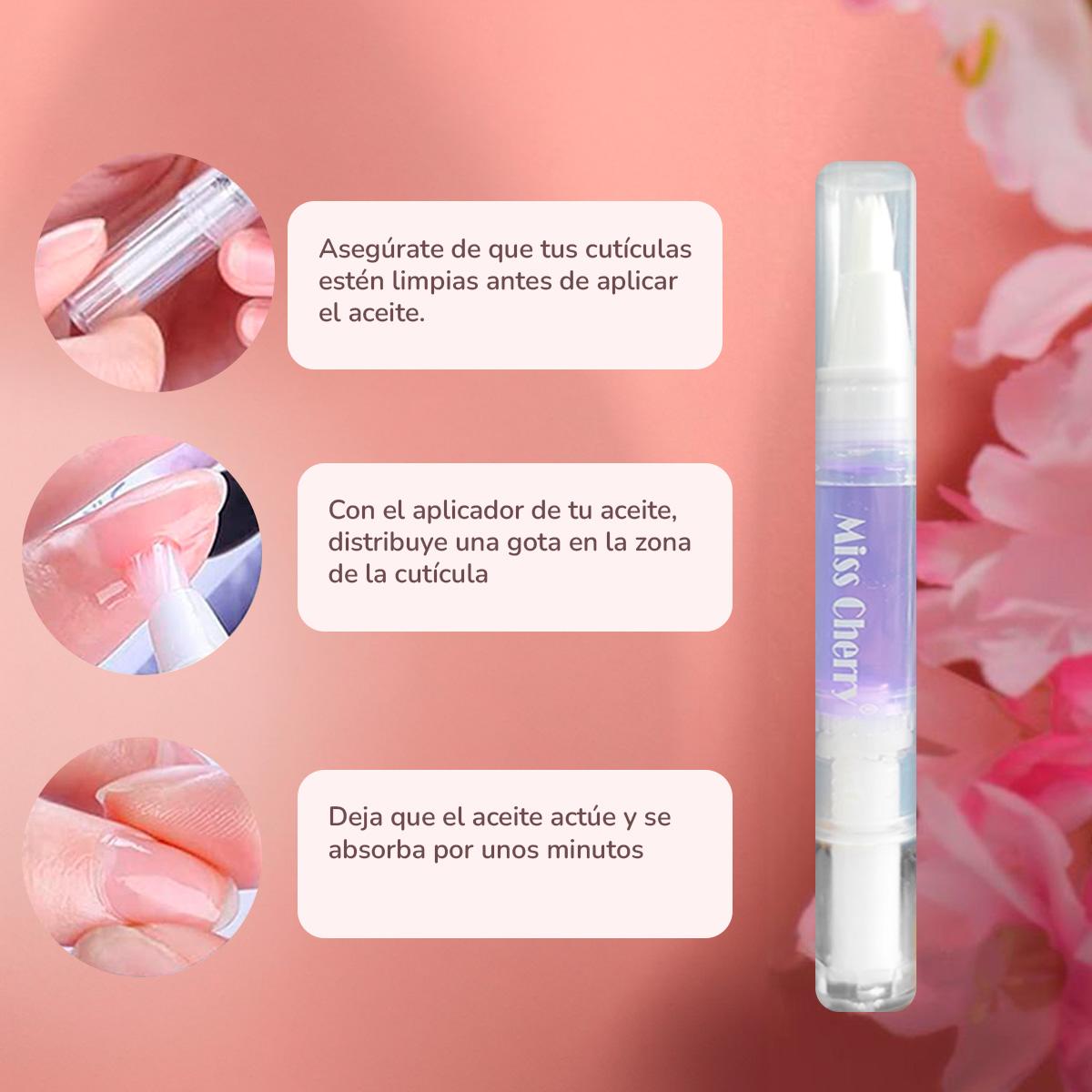 Miss Cherry 2piezas de Aceite para cuticula en lápiz, Hidrata y reavitaliza la Cuticula cada pieza contiene 3ml