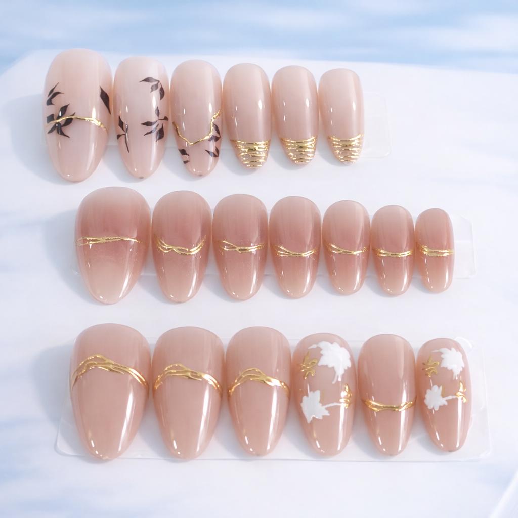 Miss Cherry Uñas postizas Press on con diesño Ojo de gato Tips