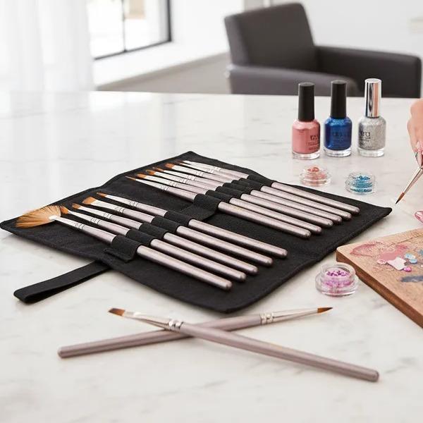 Miss Cherry Juego de pinceles 12 piezas con porta brochas Nail art