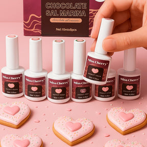 Miss Cherry Chocolate Efecto sal Marina gel semipermanete traslucido con efecto textura