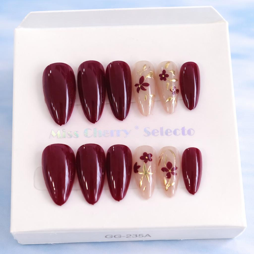 Miss Cherry Uñas postizas Press on con diesño Ojo de gato Tips