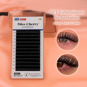 Miss Cherry SET-Professional Extensiones de pestañas .25 mm Efecto marcado y dramático Uso Profesional