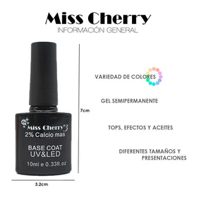 Miss Cherry Base Coat UV&LED 2% calcio más 10ml 12 Piezas
