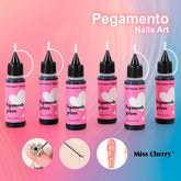 Miss Cherry Pegamento con Punta Tipo Aguaja 6 Pz pegamento gotero para el arte en uñas Art nail manicura