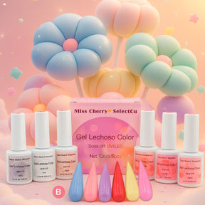Miss Cherry Gama Gel LECHOSO 10ml 6 Piezas gel semipermanente UV LED profesional Nails manicura uñas