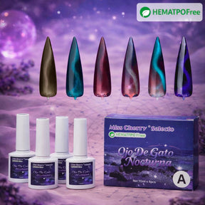 HEMATPOFree Miss Cherry gel Nocturna ojo de gato efecto gel esmalte semipermanente uña