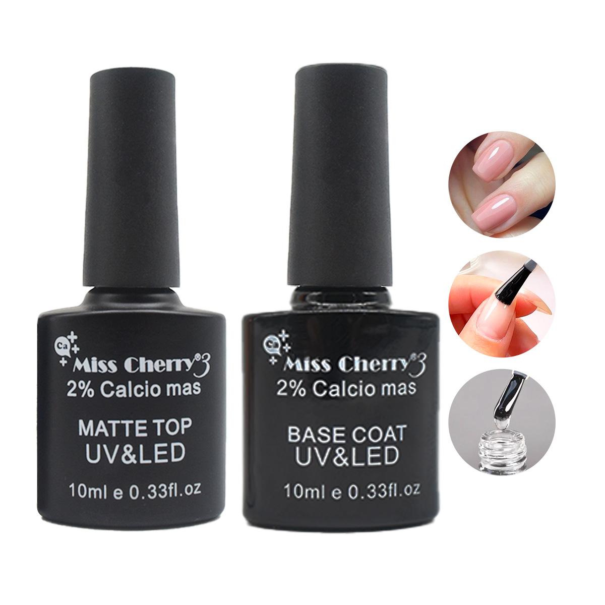 Miss Cherry  Topcoat & Basecoat  Kit para arte en uñas 2 piezas