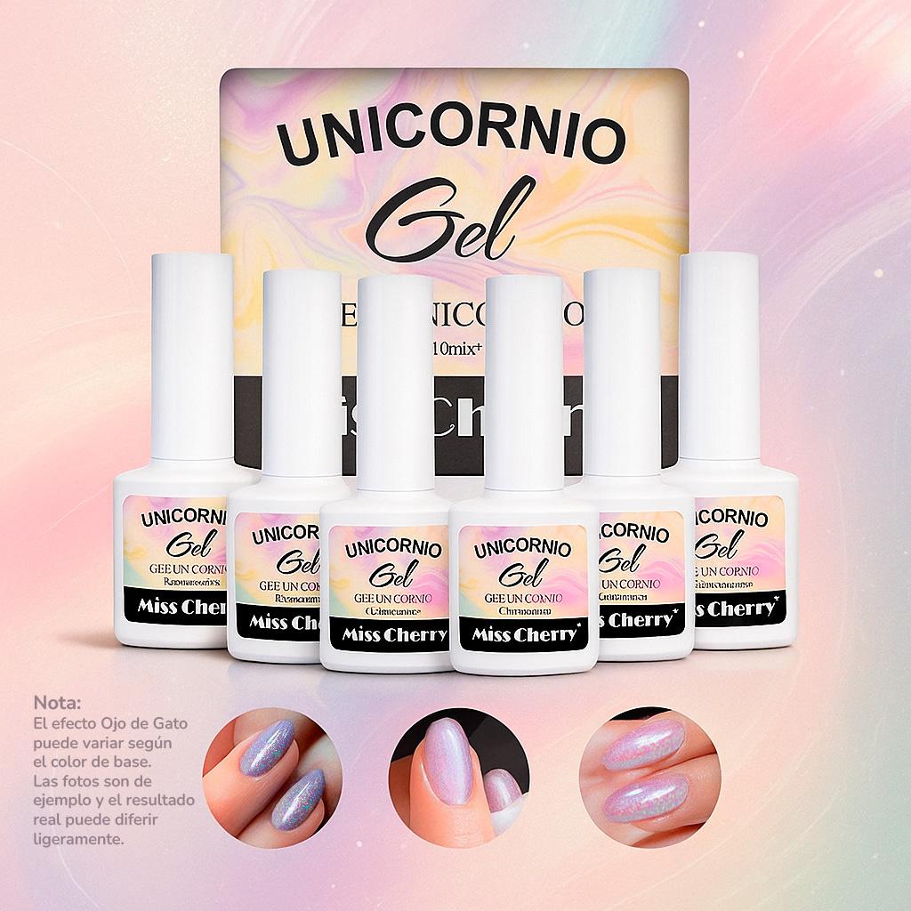 Miss Cherry Gel Unicornio Efecto ojo de gato Gel Semipermanente UV/LED  con efecto manicura uñas