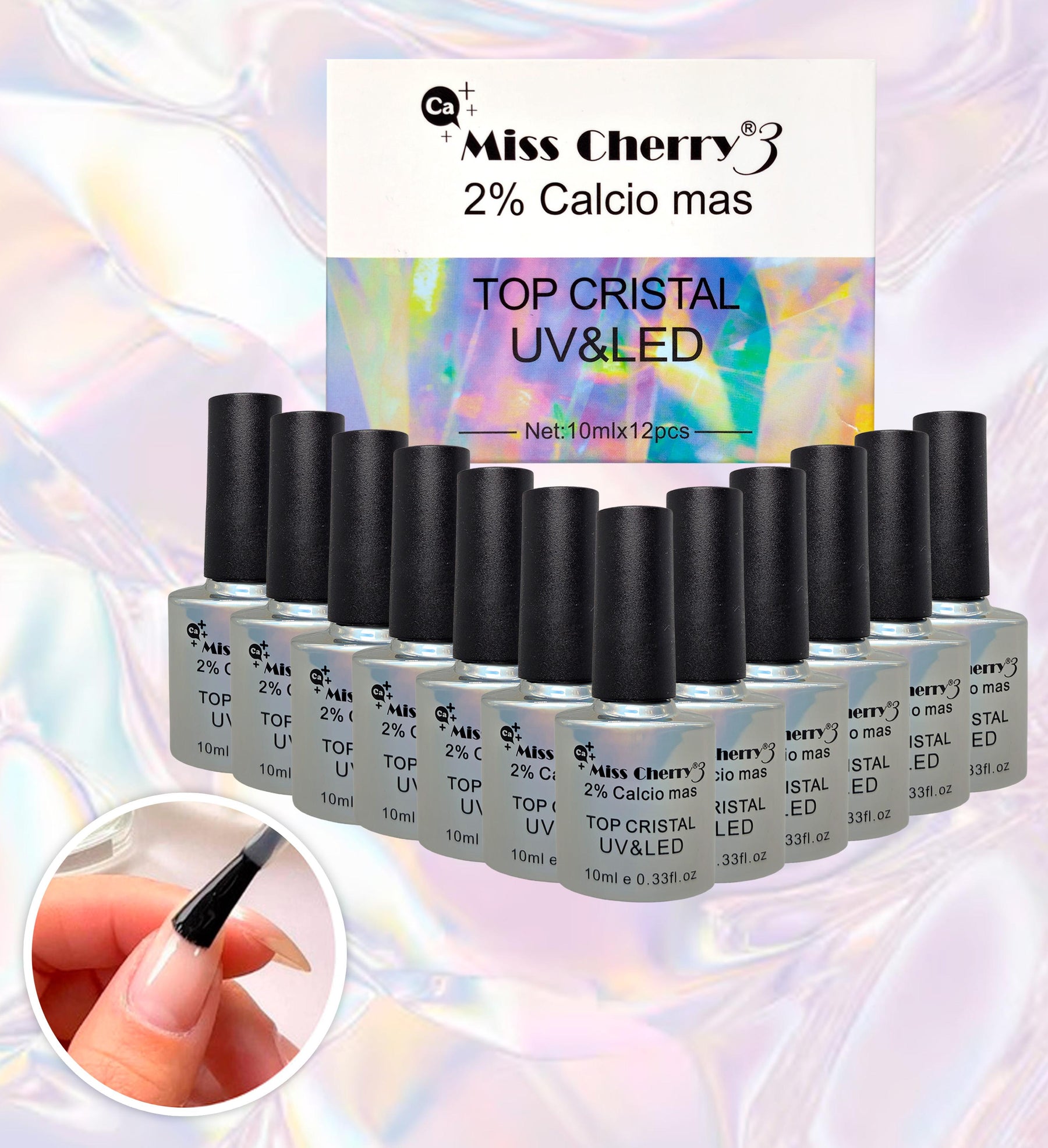 Miss Cherry Top Cristal UV&Led 10ml 12 pcs Uñas Esmalte