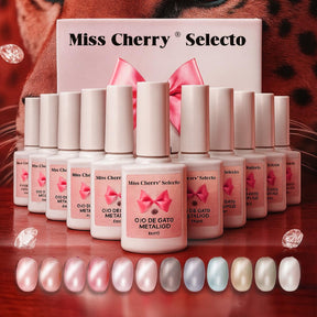 Miss Cherry Gama Ojo de gato Metalico gel semipermaneten Nail Art profesional manicura 12 pcs