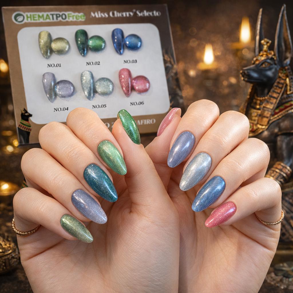 HEMATPOFree Miss Cherry Gama Anubis ojo de gato efecto gel uñas
