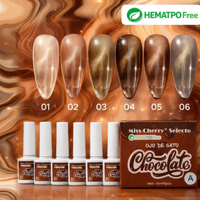 Miss Cherry Gato chocolate efecto ojo de gato uñas gel esmalte semipermanente