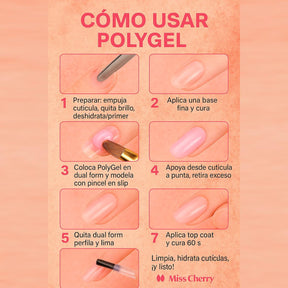 Miss Cherry Polygel UV/LED semipermanenete diferentes tonos y acabados ART Nail dieño de uñas