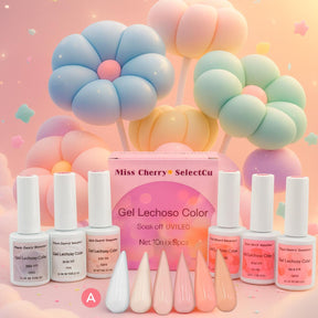 Miss Cherry Gama Gel LECHOSO 10ml 6 Piezas gel semipermanente UV LED profesional Nails manicura uñas