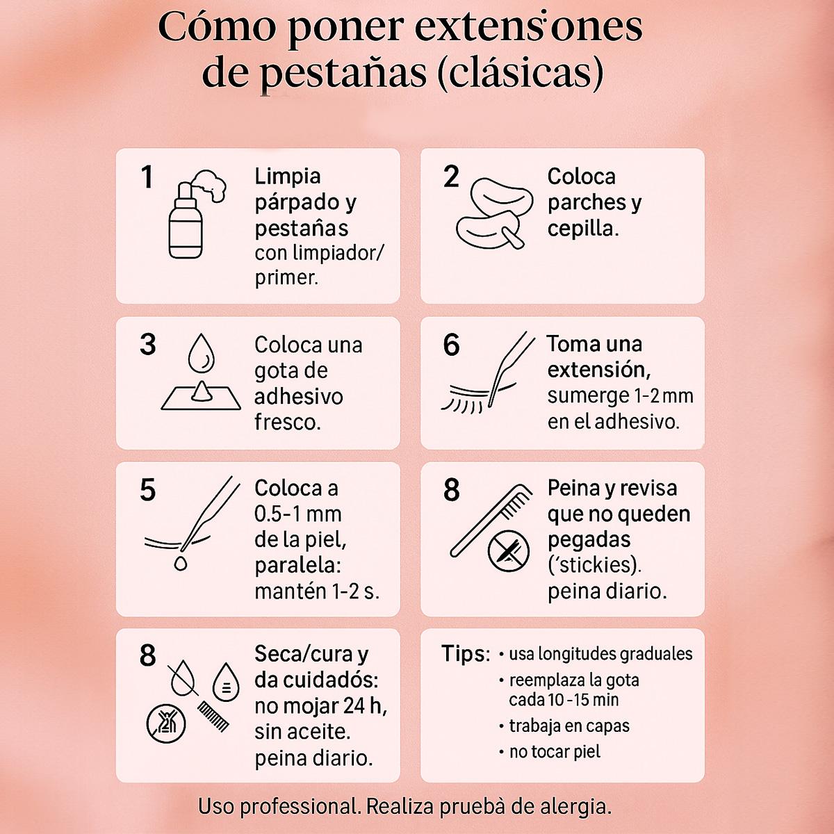 Miss Cherry SET-Professional Extensiones de pestañas .25 mm Efecto marcado y dramático Uso Profesional