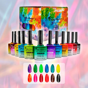 Miss Cherry Gama Gel Efecto Vitral Semi Permanente Uv 12 Pz