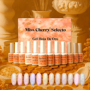 Miss Cherry Gama Hoja de oro gel semipermanente profesional UV LED manicura 12 p