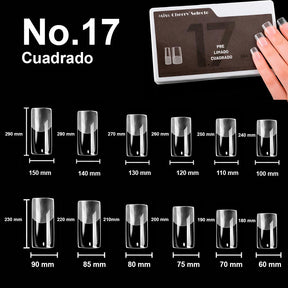 Miss Cherry Kit 504 Tips prelimados con Rubber Gel profesional y lima para extension de uñas profesional