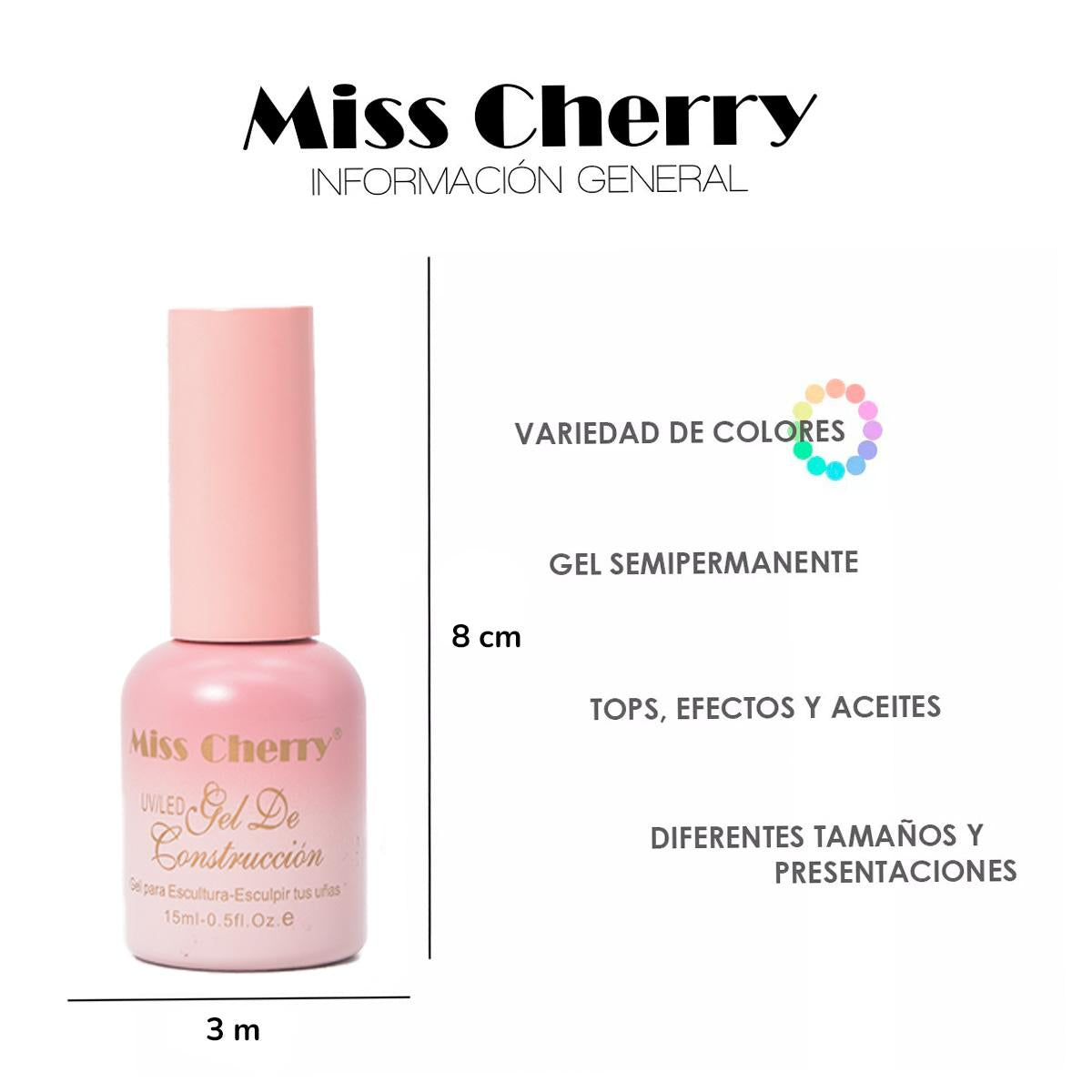 Miss Cherry Gel de Construccion UV/LED profesional para manicura arte en uñas