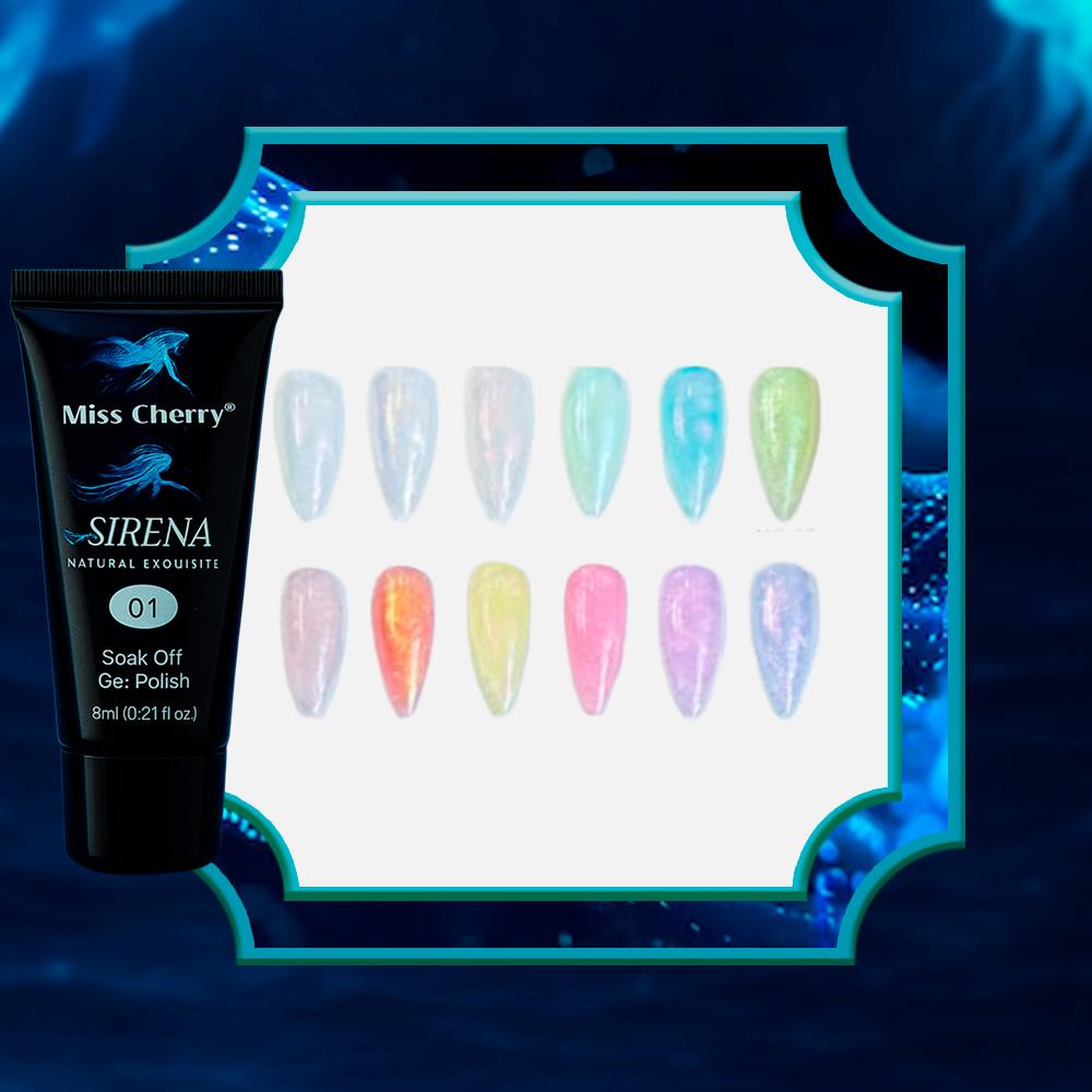 Miss Cherry Gel Esmalte Semipermanente para Uñas Gel Sirena  Poligel 12 pzs 15ml