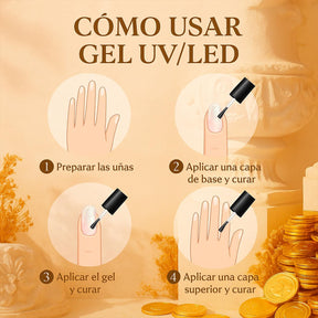 Miss Cherry Gama Hoja de oro gel semipermanente profesional UV LED manicura 12 p