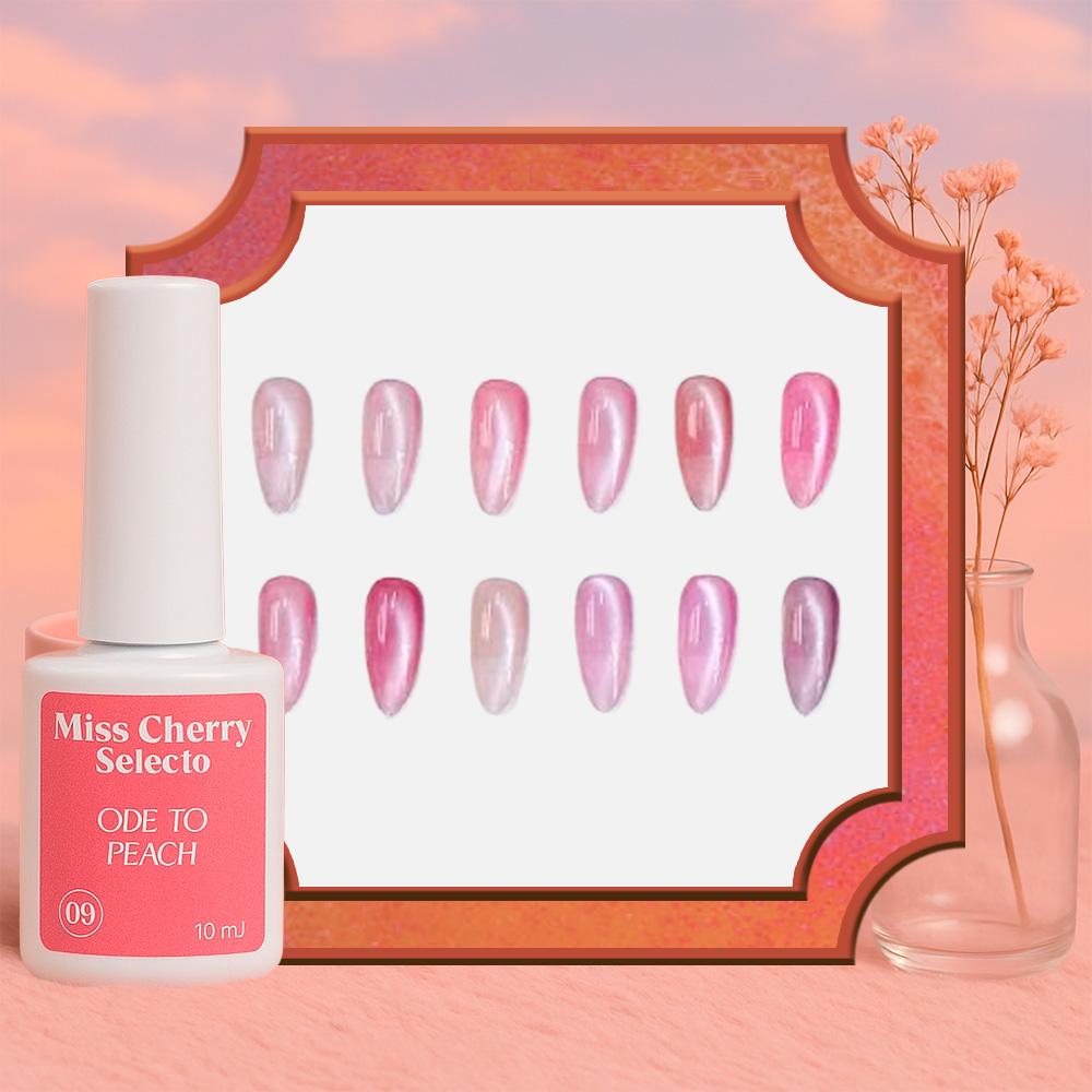 Miss Cherry Gel Esmalte Semipermanente para Uñas Ojo de Gato Peach 12 pzs 10 ml