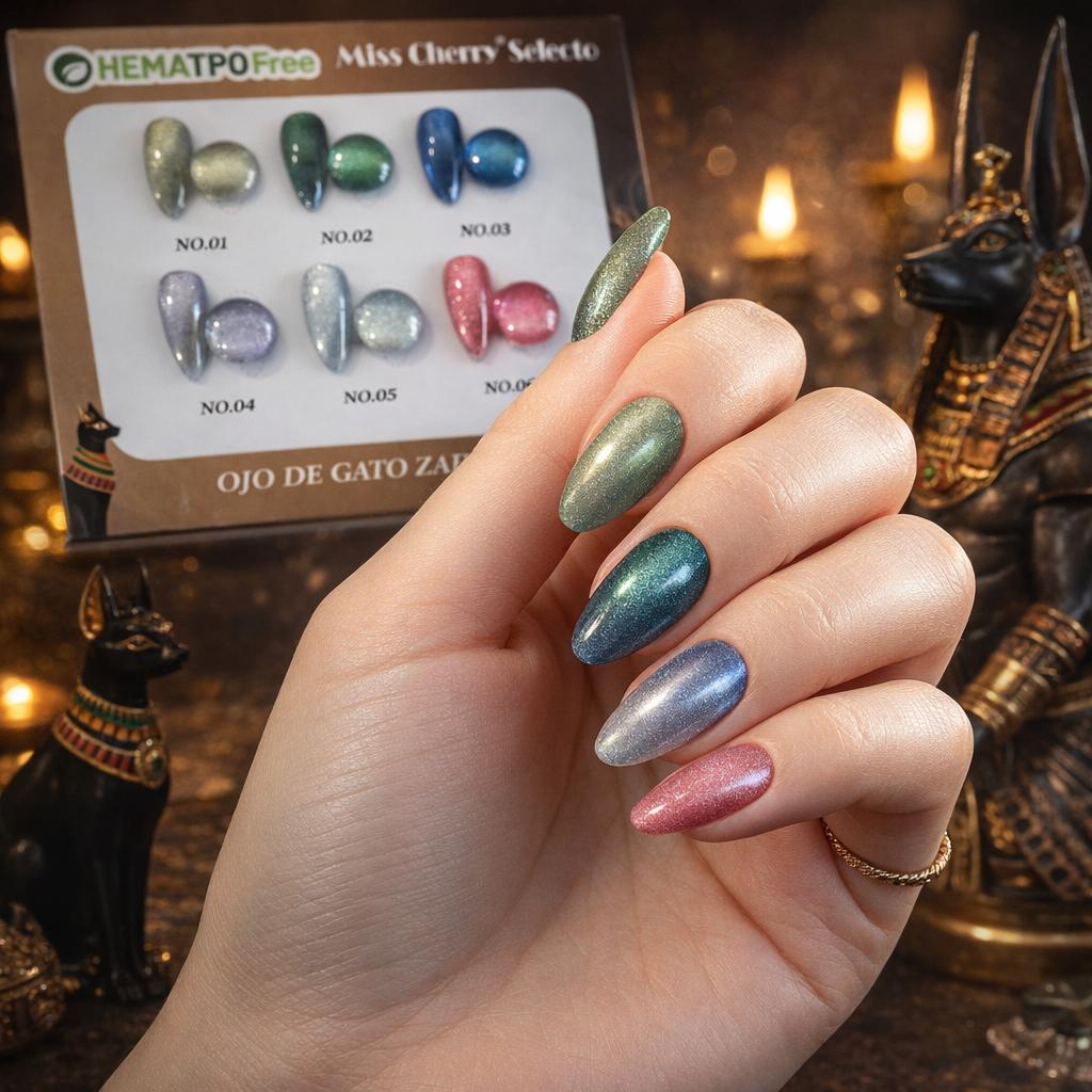 HEMATPOFree Miss Cherry Gama Anubis ojo de gato efecto gel uñas