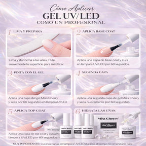 Miss Cherry Gel Blanco Lechoso Uv/led Gel Semi Permanente Uñas Gel Semipermanente Lechoso 6PCS