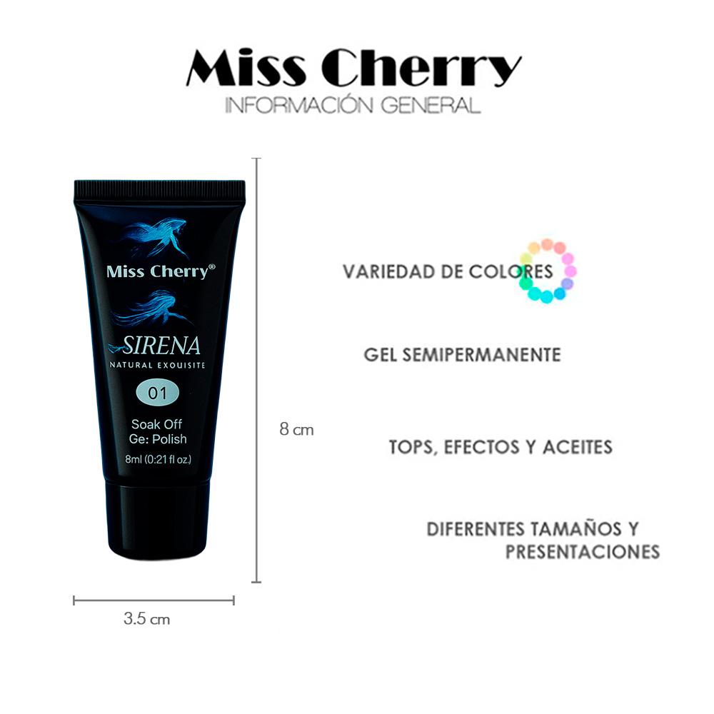 Miss Cherry Gel Esmalte Semipermanente para Uñas Gel Sirena  Poligel 12 pzs 15ml