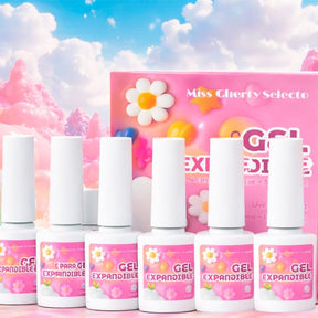 Miss Chery Gel Expandible Incluye 1 base espandible y 5 colores profesionales gama para manicura en uñas UV LED