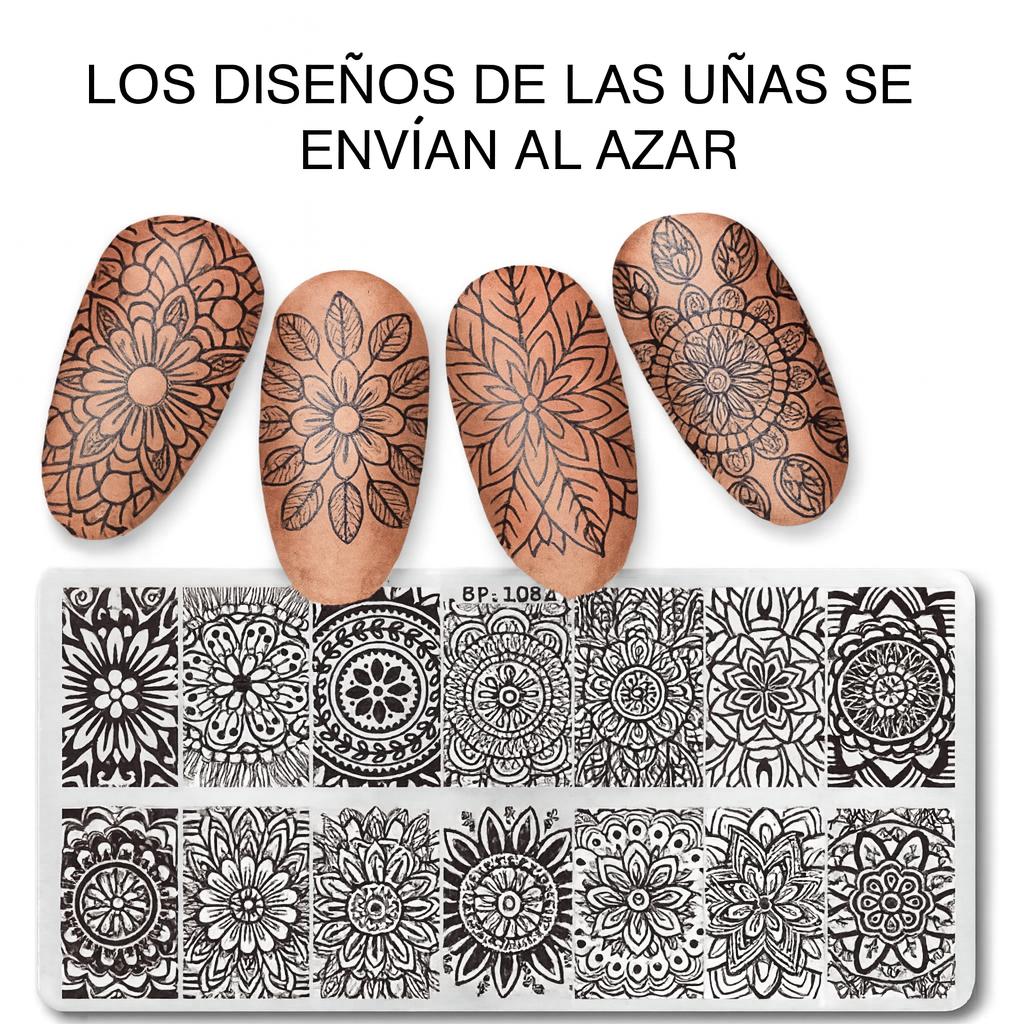 Miss Cherry Kit stamper de 6 Tintas de sellos, Gel en frio, placa de sellos y diamantes fantasía decoración  Uñas