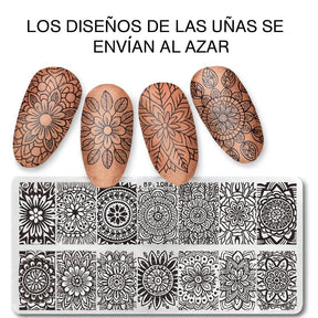 Miss Cherry Kit stamper de 6 Tintas de sellos, Gel en frio, placa de sellos y diamantes fantasía decoración  Uñas