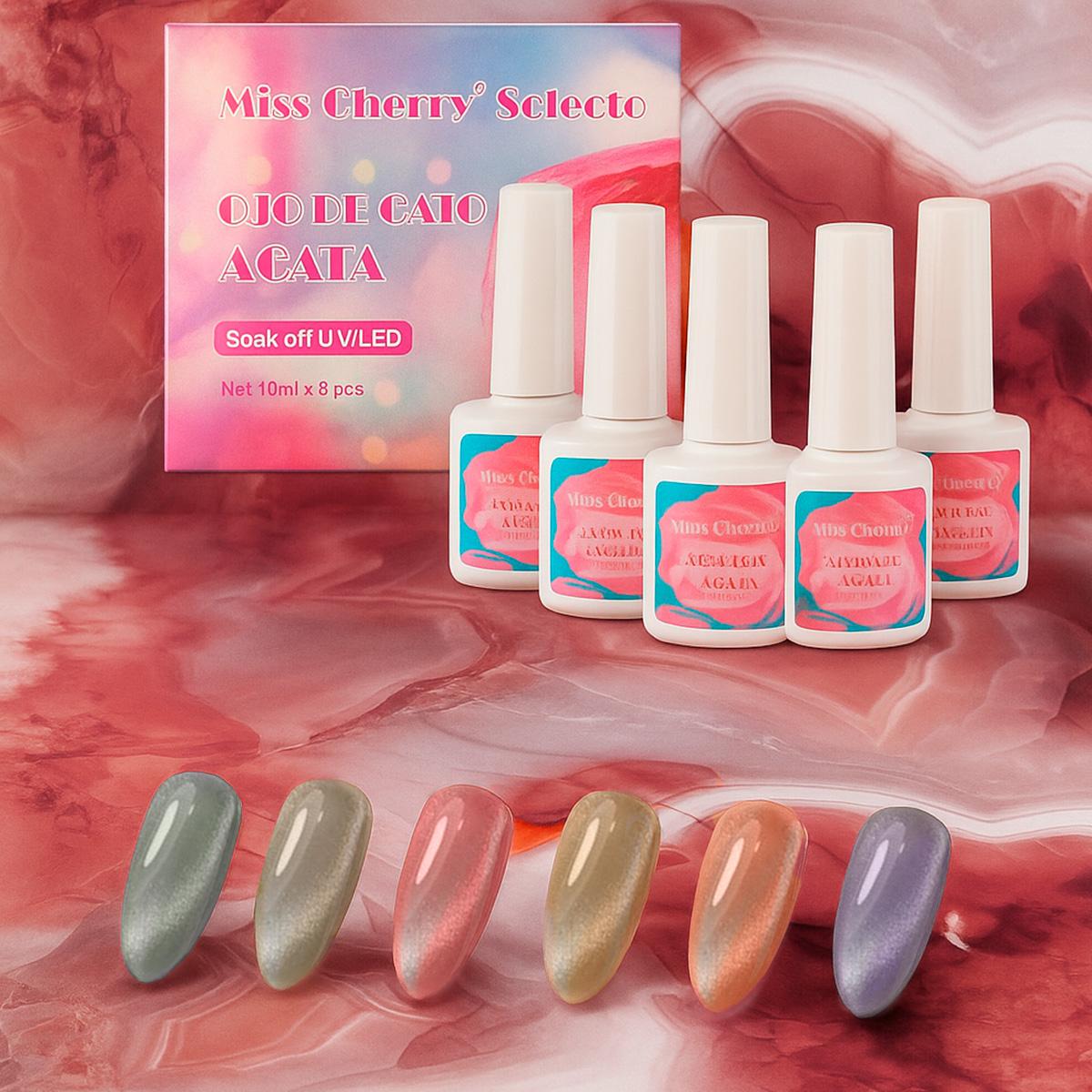 Miss Cherry Efecto ojo de gato Agatha gel semipermanente 10ml 6 Piezas