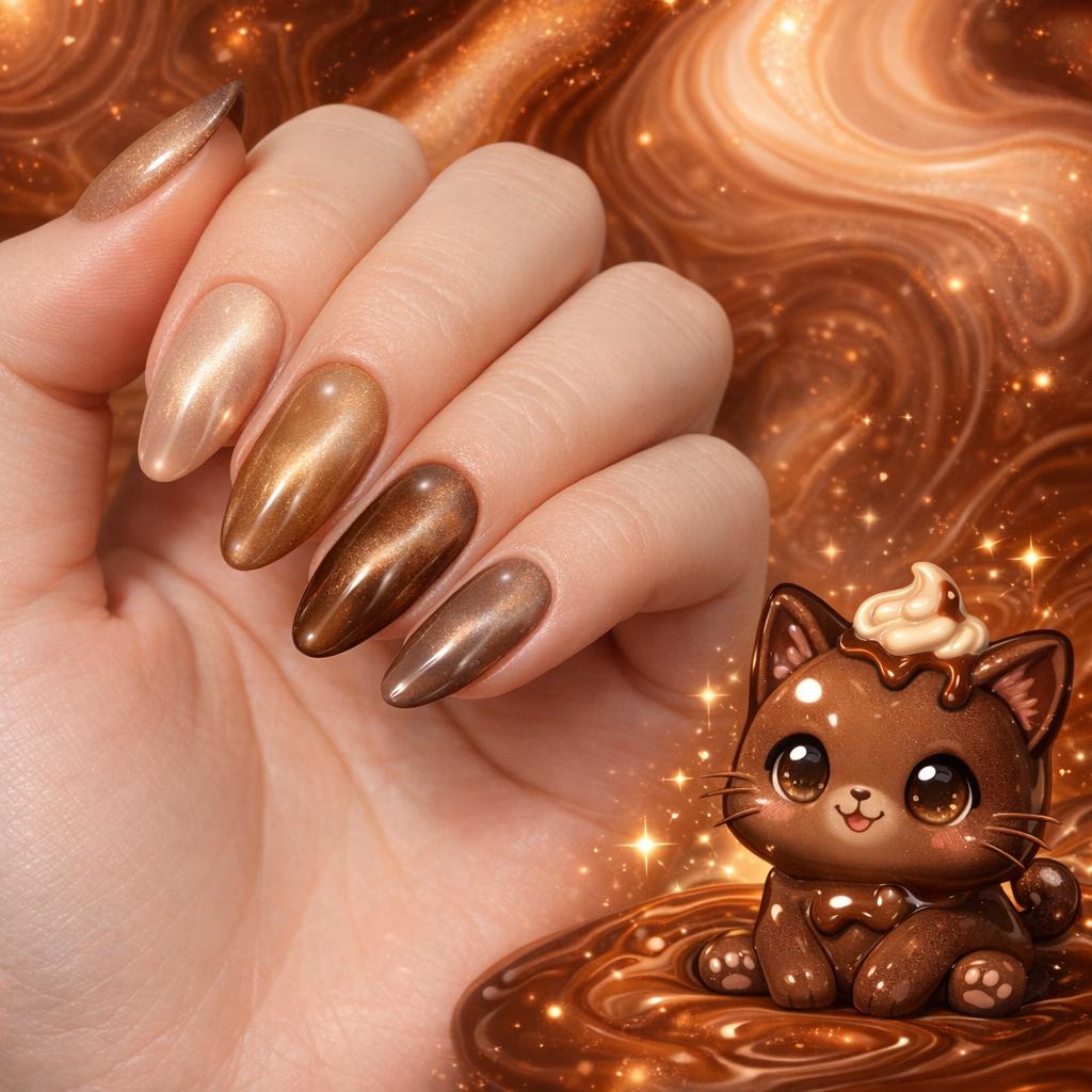 Miss Cherry Gato chocolate efecto ojo de gato uñas gel esmalte semipermanente