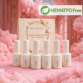 HEMATPOFREE MISS CHERRY Gel esmalte semipermanente para uñas Uv Led BASE MULTIUSO SOFT STRONG 6 pcs