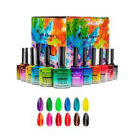 Miss Cherry Gama Gel Efecto Vitral Semi Permanente Uv 12 Pz